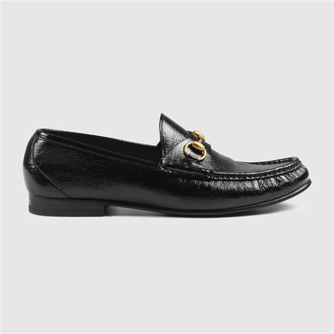 Men's loafer with Horsebit in black patent leather 